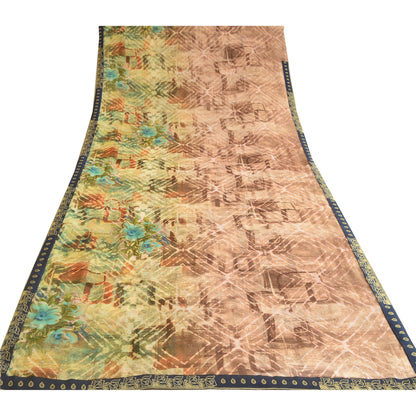 Sanskriti Vintage Multi Georgette Sarees Printed Sari 5yd Floral Craft Sustainable Fabric