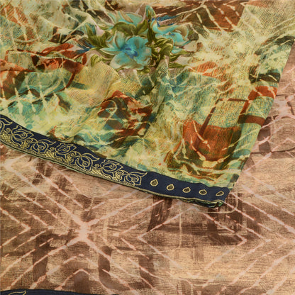 Sanskriti Vintage Multi Georgette Sarees Printed Sari 5yd Floral Craft Sustainable Fabric