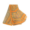 Sanskriti Vintage Mustard Sarees Hand Bead Pure Georgette Silk Sari Craft Sustainable Fabric