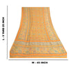 Sanskriti Vintage Mustard Sarees Hand Bead Pure Georgette Silk Sari Craft Sustainable Fabric