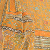 Sanskriti Vintage Mustard Sarees Hand Bead Pure Georgette Silk Sari Craft Sustainable Fabric