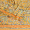 Sanskriti Vintage Mustard Sarees Hand Bead Pure Georgette Silk Sari Craft Sustainable Fabric