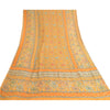 Sanskriti Vintage Mustard Sarees Hand Bead Pure Georgette Silk Sari Craft Sustainable Fabric