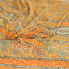 Sanskriti Vintage Mustard Sarees Hand Bead Pure Georgette Silk Sari Craft Sustainable Fabric