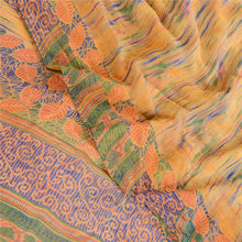 Load image into Gallery viewer, Sanskriti Vintage Orange Pure Chiffon Silk Sarees Print Sari Mukesh Craft Fabric
