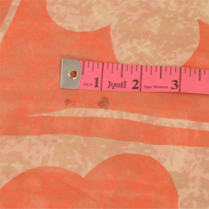 Sanskriti Vintage Peach Pure Georgette Silk Sarees Printed Sari 5yd Craft Sustainable Fabric