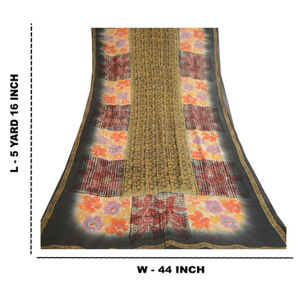 Sanskriti Vintage Multi Pure Georgette Silk Sarees Printed Sari 5yd Craft Sustainable Fabric