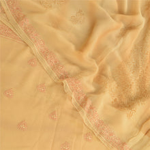 Load image into Gallery viewer, Sanskriti Vintage Beige Pure Georgette Silk Hand Made Suzani Sarees Sari Fabric
