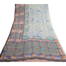 Load image into Gallery viewer, Sanskriti Vintage Blue Pure Georgette Silk Sarees Printed Sari 5yd Craft Fabric
