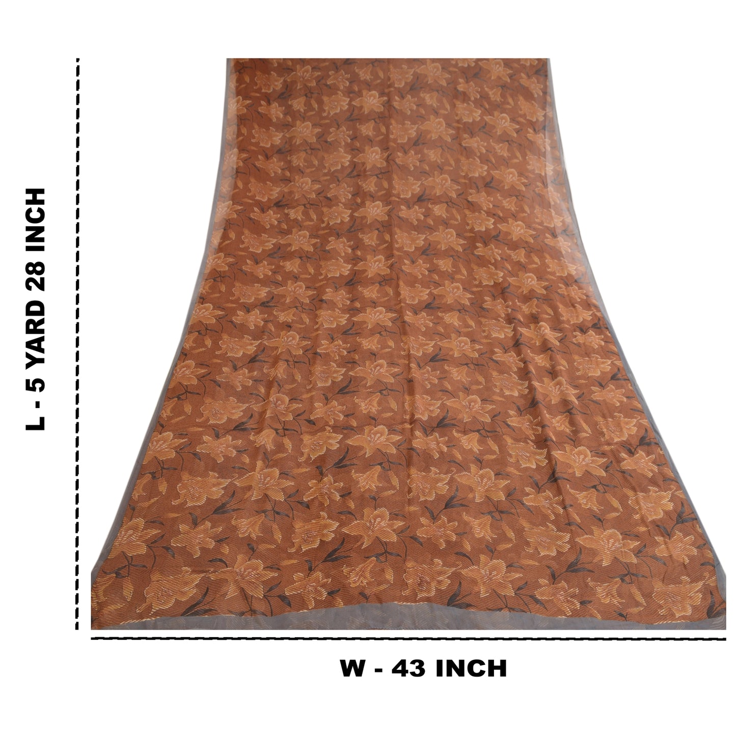 Sanskriti Vintage Brown Sarees Printed Pure Georgette Silk Sari 5yd Craft Sustainable Fabric