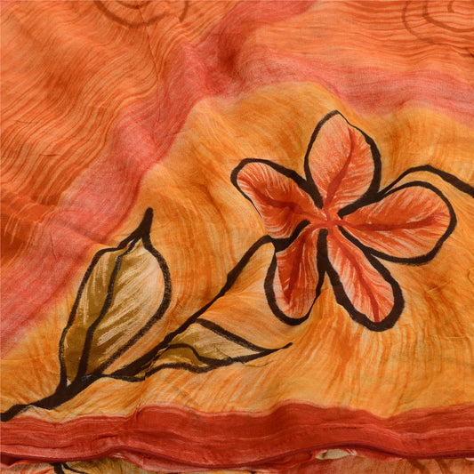 Sanskriti Vintage Green Sarees Blend Georgette Printed Sari Floral Craft Sustainable Fabric