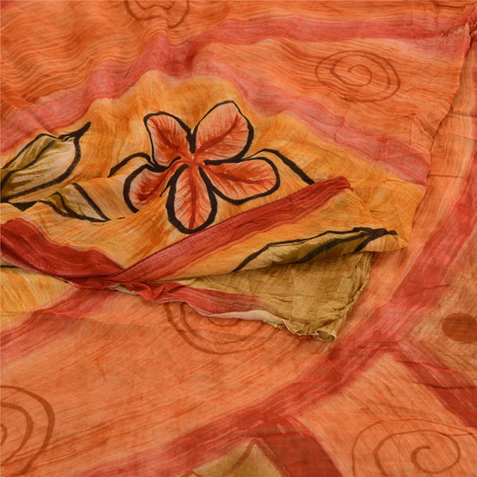 Sanskriti Vintage Green Sarees Blend Georgette Printed Sari Floral Craft Sustainable Fabric