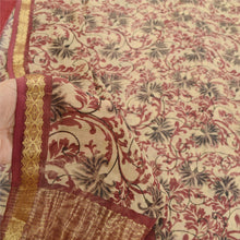 Load image into Gallery viewer, Sanskriti Vintage Brown Sarees Pure Chiffon Silk Sari Print Zari Craft Fabric
