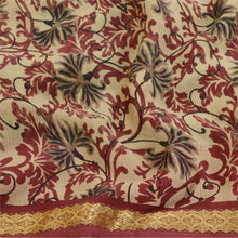 Load image into Gallery viewer, Sanskriti Vintage Brown Sarees Pure Chiffon Silk Sari Print Zari Craft Fabric
