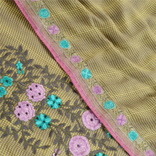 Load image into Gallery viewer, Sanskriti Vintage Green Hand Beaded Sarees Georgette Sari Printed Craft Fabric
