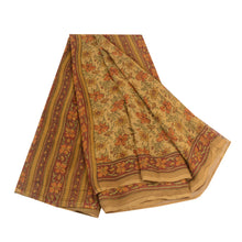 Load image into Gallery viewer, Sanskriti Vintage Brown Sarees Pure Chiffon Silk Printed Sari 5yd Craft Fabric
