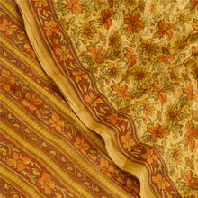Load image into Gallery viewer, Sanskriti Vintage Brown Sarees Pure Chiffon Silk Printed Sari 5yd Craft Fabric
