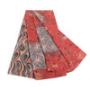 Sanskriti Vintage Red Sarees Pure Georgette Silk Printed Sari Soft Craft Sustainable Fabric
