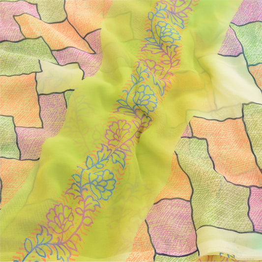 Sanskriti Vintage Multi Indian Sarees Georgette Printed Sari Soft Craft Sustainable Fabric