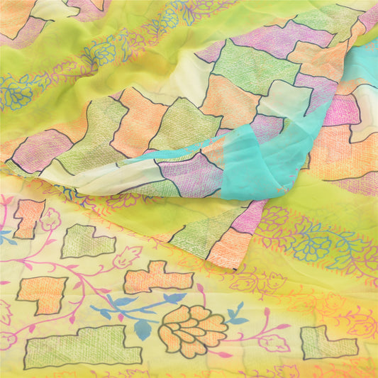 Sanskriti Vintage Multi Indian Sarees Georgette Printed Sari Soft Craft Sustainable Fabric