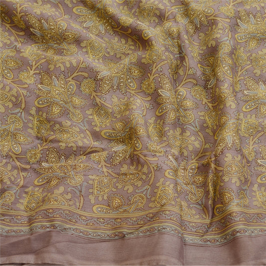 Sanskriti Vintage Purple Indian Sarees Chiffon Printed Sari Soft Craft Sustainable Fabric