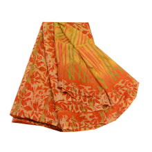 Load image into Gallery viewer, Sanskriti Vintage Yellow Sarees Pure Chiffon Silk Printed Sari 5yd Craft Fabric
