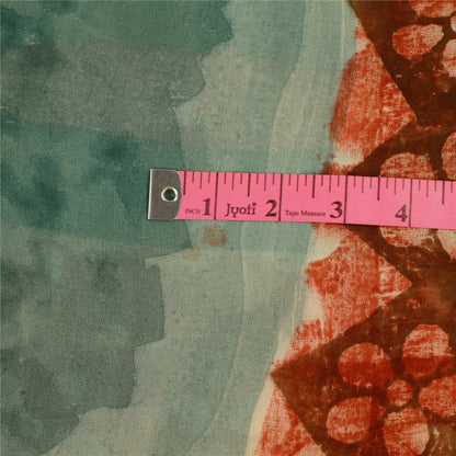 Sanskriti Vintage Red Sarees Pure Georgette Silk Printed Sari 5yd Craft Sustainable Fabric