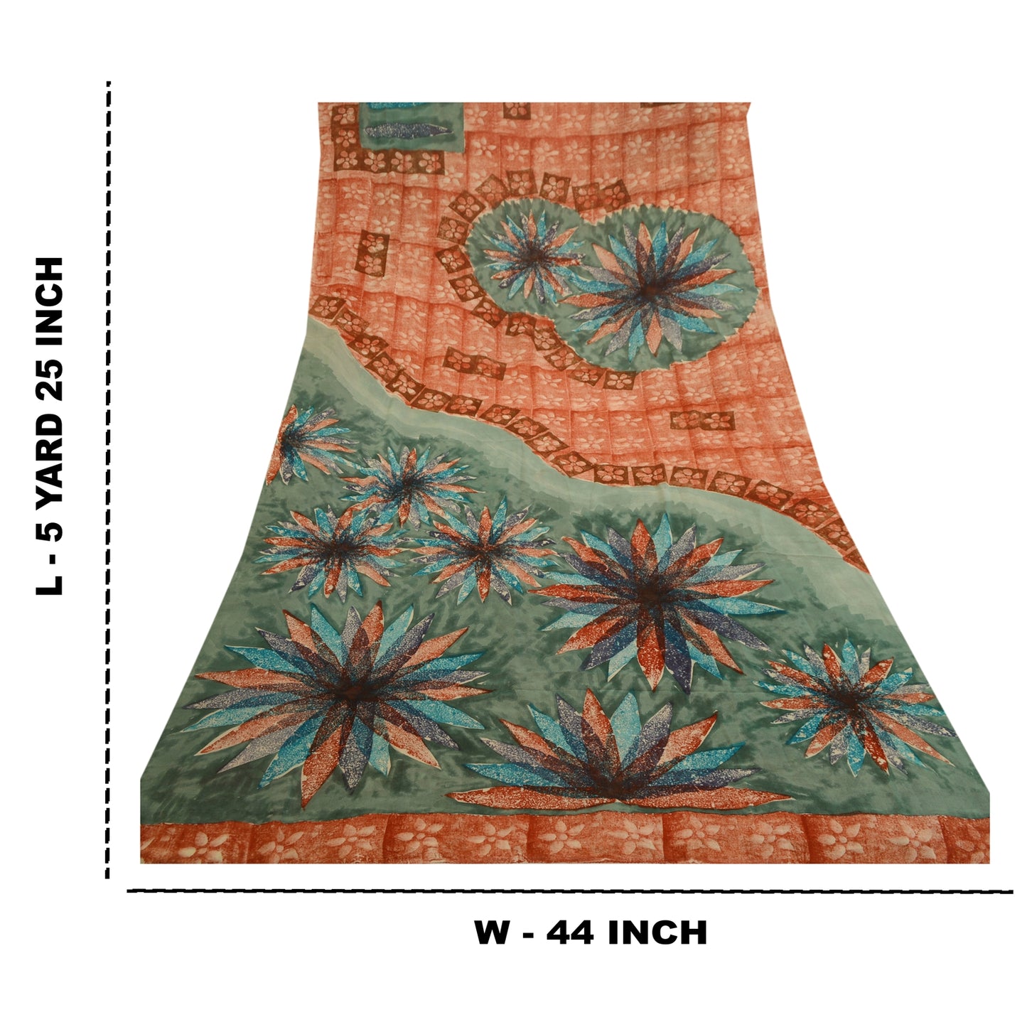 Sanskriti Vintage Red Sarees Pure Georgette Silk Printed Sari 5yd Craft Sustainable Fabric