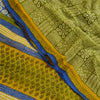 Sanskriti Vintage Green Sarees Pure Georgette Silk Printed Sari 5yd Craft Sustainable Fabric