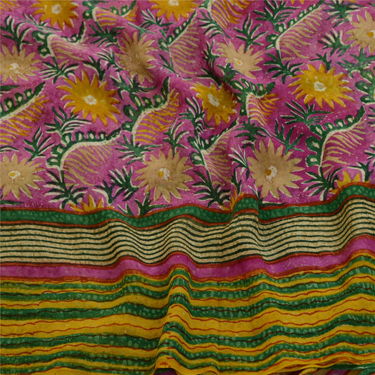 Sanskriti Vintage Purple Sarees Pure Georgette Silk Printed Sari Craft Sustainable Fabric