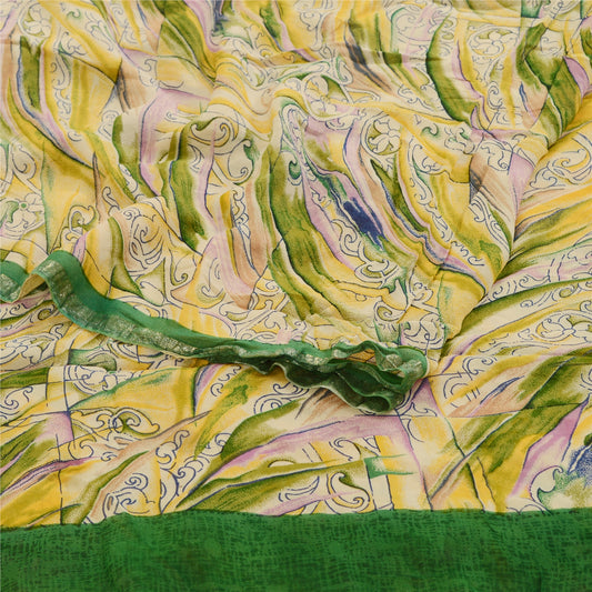 Sanskriti Vintage Multi Sarees Indian Blend Georgette Printed Sari Craft Sustainable Fabric