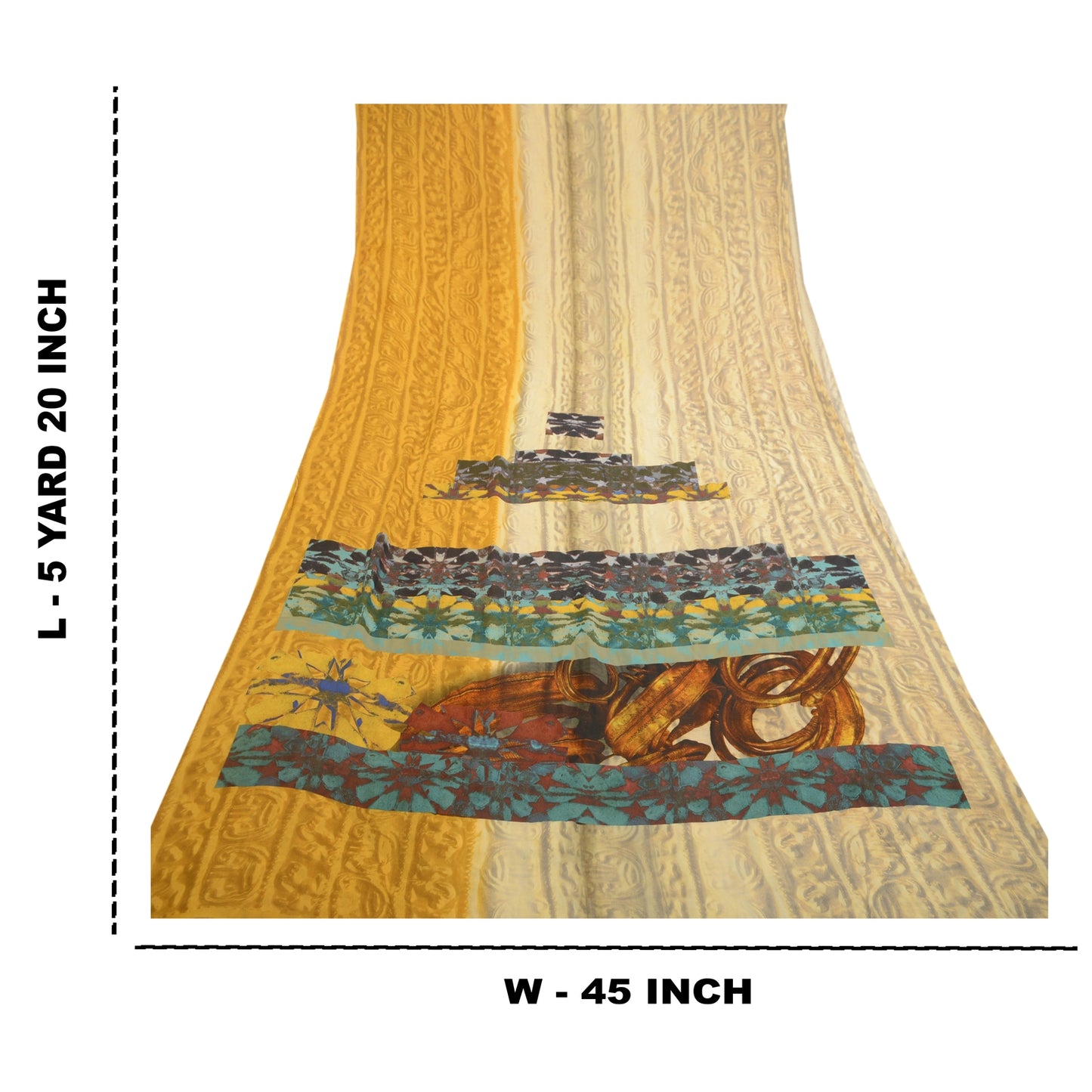 Sanskriti Vintage Ivory Digital Printed Sarees Pure Georgette Silk Sari Sustainable Fabric