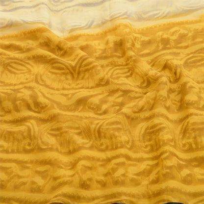 Sanskriti Vintage Ivory Digital Printed Sarees Pure Georgette Silk Sari Sustainable Fabric