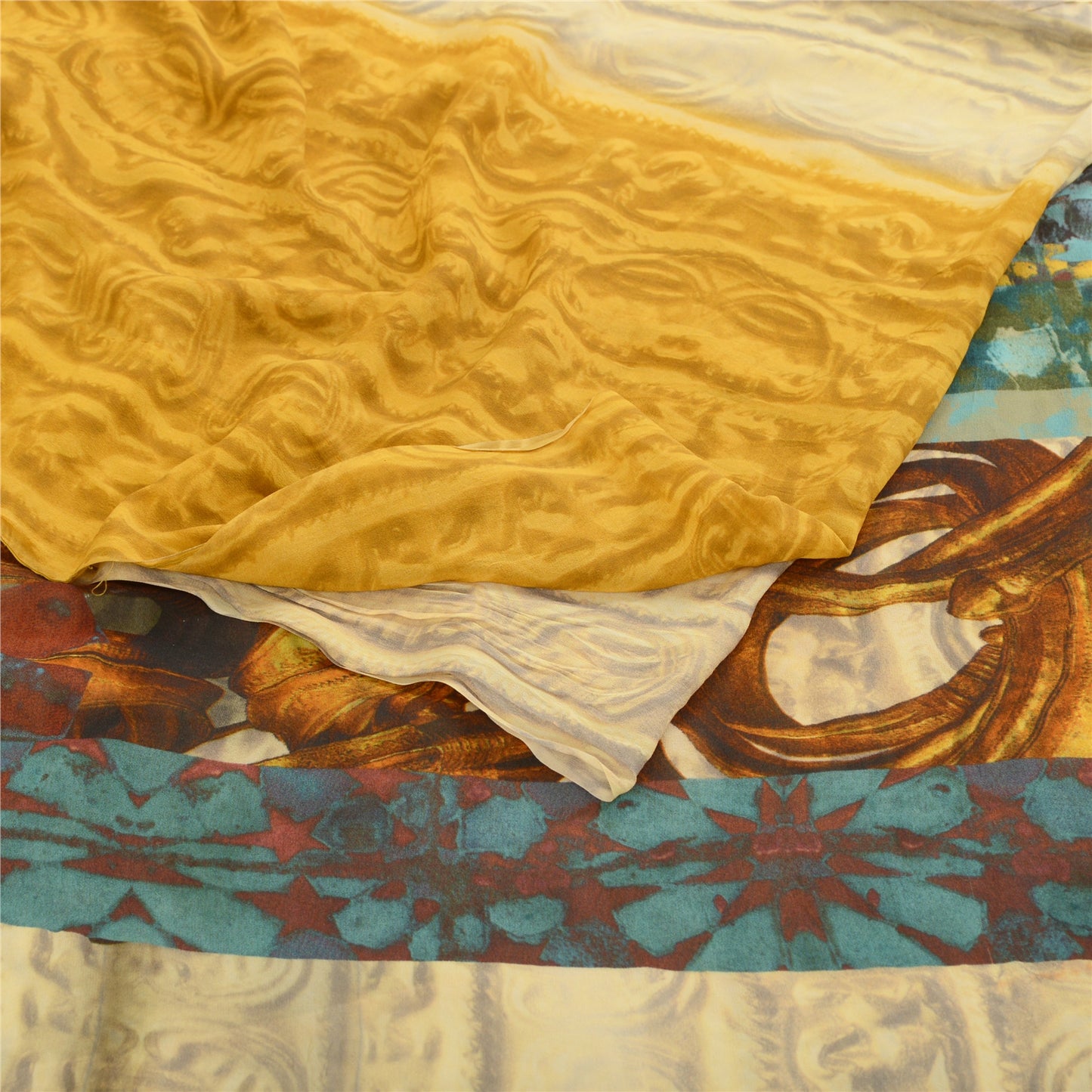 Sanskriti Vintage Ivory Digital Printed Sarees Pure Georgette Silk Sari Sustainable Fabric