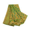 Sanskriti Vintage Green Sarees Georgette Silk Printed Sari 5YD Craft Sustainable Fabric
