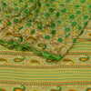 Sanskriti Vintage Green Sarees Georgette Silk Printed Sari 5YD Craft Sustainable Fabric