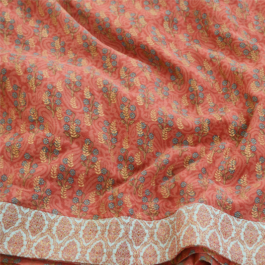 Sanskriti Vintage Dusty Red Sarees Pure Georgette Silk Printed Sari Craft Sustainable Fabric