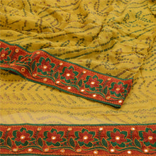 Load image into Gallery viewer, Sanskriti Vintage Yellow Bandhani Sarees Pure Georgette Silk Printed Sari Fabric
