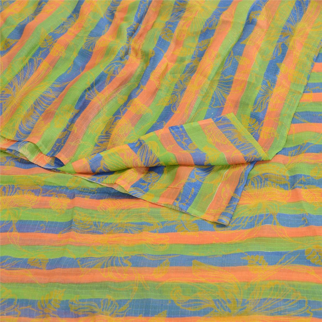 Sanskriti Vintage Multicolor Sarees Pure Chiffon Silk Printed Sari Craft Fabric