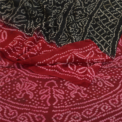 Sanskriti Vintage Black Sarees Pure Georgette Silk Printed Sari 5yd Craft Sustainable Fabric