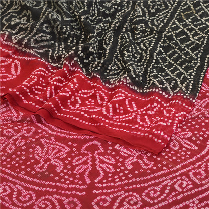 Sanskriti Vintage Black Sarees Pure Georgette Silk Printed Sari 5yd Craft Sustainable Fabric