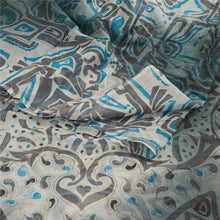 Load image into Gallery viewer, Sanskriti Vintage Gray Sarees Poly Chiffon Printed Sari 5yd Floral Craft Fabric
