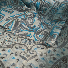 Load image into Gallery viewer, Sanskriti Vintage Gray Sarees Poly Chiffon Printed Sari 5yd Floral Craft Fabric
