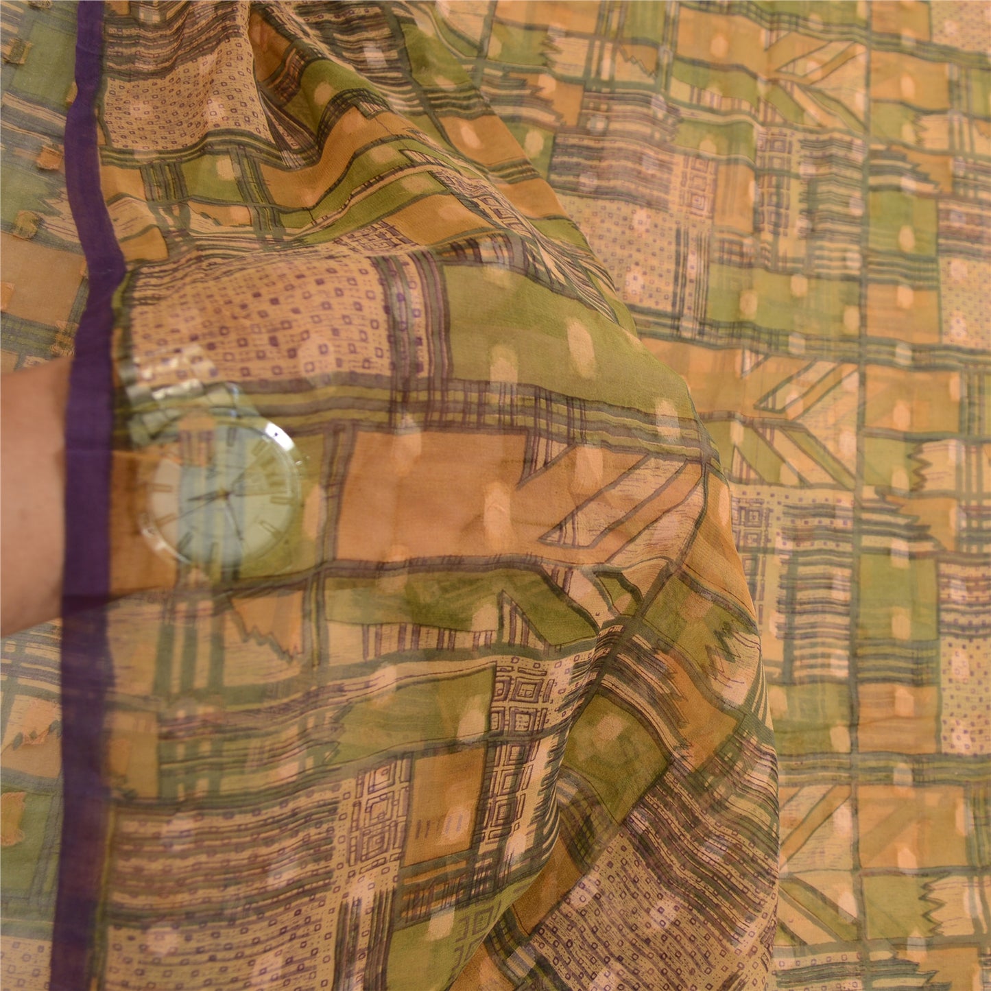 Sanskriti Vintage Multi Sarees Pure Georgette Silk Print Woven Sari Craft Sustainable Fabric