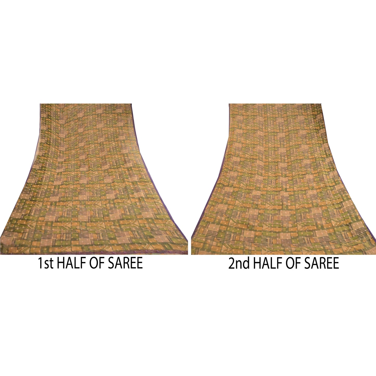 Sanskriti Vintage Multi Sarees Pure Georgette Silk Print Woven Sari Craft Sustainable Fabric