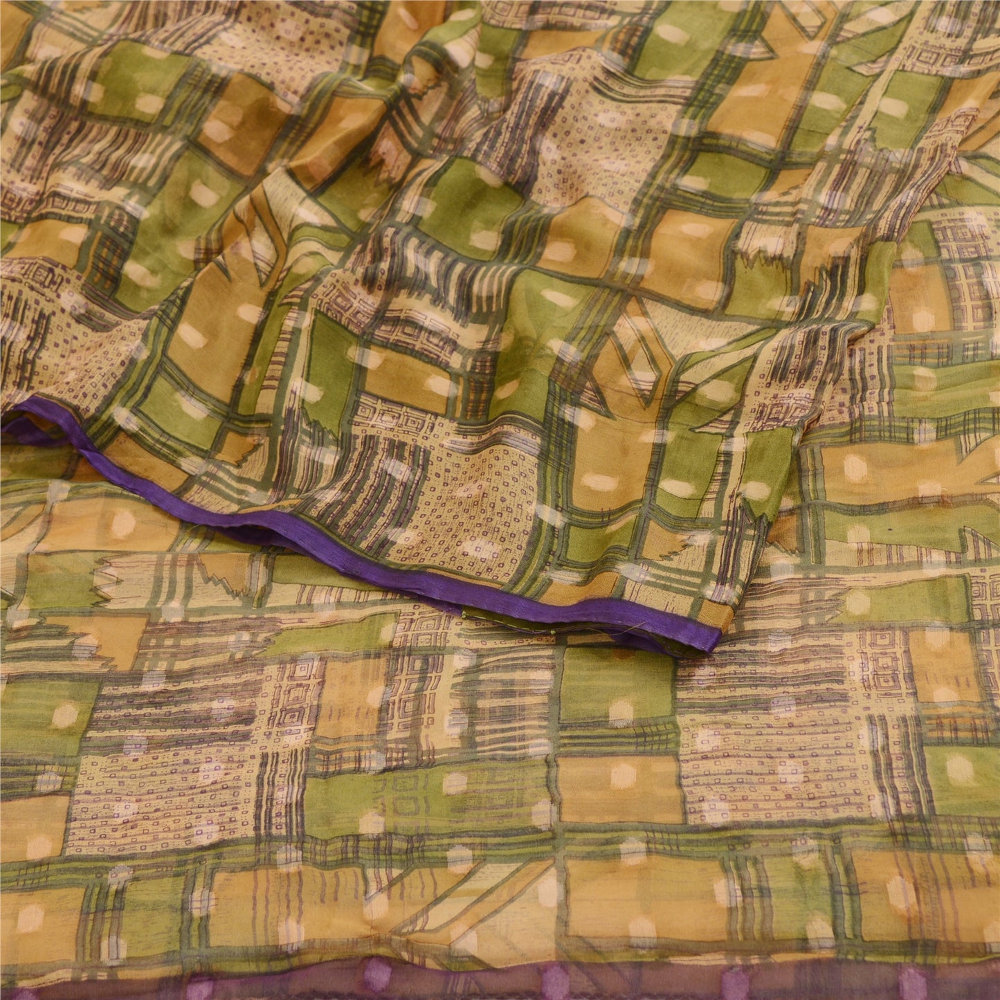 Sanskriti Vintage Multi Sarees Pure Georgette Silk Print Woven Sari Craft Sustainable Fabric