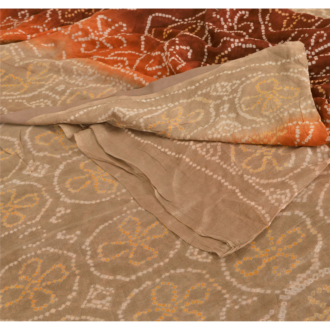 Sanskriti Vintage 100% Pure Silk Saree Multi Color Bandhani Sari Craft Fabric