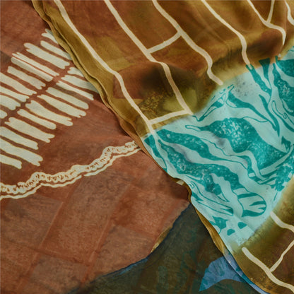 Sanskriti Vintage Multicolor Sarees Pure Georgette Silk Printed Sari 5YDSustainable Fabric