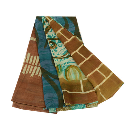 Sanskriti Vintage Multicolor Sarees Pure Georgette Silk Printed Sari 5YDSustainable Fabric