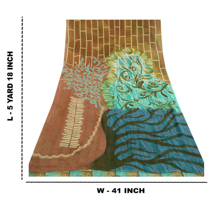 Sanskriti Vintage Multicolor Sarees Pure Georgette Silk Printed Sari 5YDSustainable Fabric